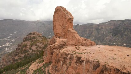 Wall Mural - Aerial view of the Roque Nublo rock in Gran Canaria, Canary islands, Spain