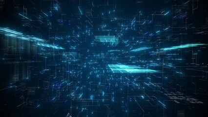 Digital Cyberspace with Particles and Digital Data Network Connections.
