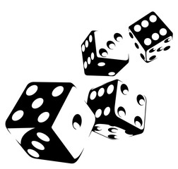 Black and white drawn dice clipart. Craps. Gambling logo. casino gaming dice. Lucky Chance. Dice in a random roll.