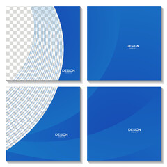 Poster - set of squares abstract blue wave gradient background with copy space area for business