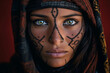 berber amazigh woman with traditional moroccan face tattoos