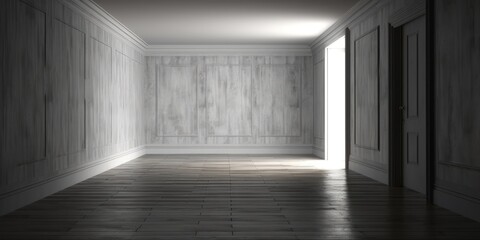 Poster - The room's interior is modern. A mock-up of a vacant room. Floor and wall. Generative AI