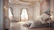 Neoclassical interior design for a bedroom. Generative AI