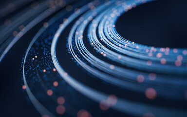 Poster - Flowing digital lines background, 3d rendering.