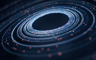 Poster - Flowing digital lines background, 3d rendering.