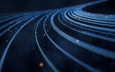 Poster - Flowing digital lines background, 3d rendering.