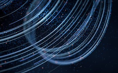 Poster - Flowing digital lines background, 3d rendering.