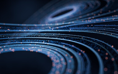 Poster - Flowing digital lines background, 3d rendering.