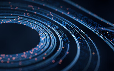 Poster - Flowing digital lines background, 3d rendering.