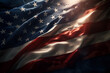 Radiant symbolism: The USA flag's symbol or icon shines brilliantly against a dark background, embodying the nation's values and ideals. Generative AI