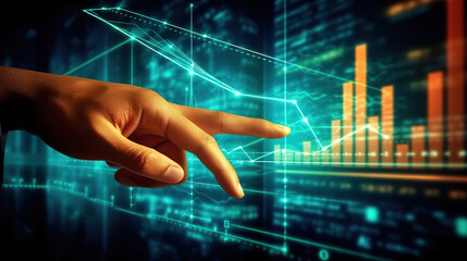 Poster - businessman holding stock chart. business concept. generative ai