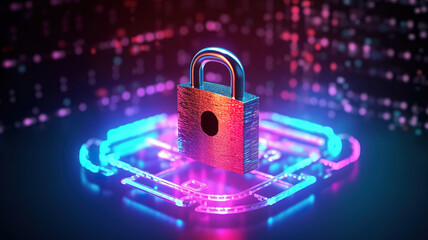 Poster - Concept of cyber security, information security and encryption. Generative Ai
