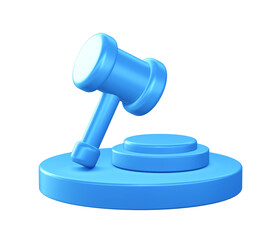 Wall Mural - 3d illustration icon of Justice hammer with circular or round podium