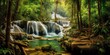 Streams and waterfalls in the forest,Beautiful deep forest waterfall, AI generated.