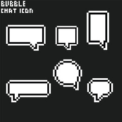 Leinwandbilder - this is bubble chat icon 1 bit style in pixel art with white color and black background ,this item good for presentations,stickers, icons, t shirt design,game asset,logo and your project