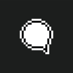 this is bubble chat icon 1 bit style in pixel art with white color and black background ,this item good for presentations,stickers, icons, t shirt design,game asset,logo and your project
