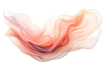 an ethereal blend of coral pink and soft peach abstract blooming shape, isolated on a transparent background, generative ai