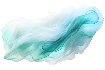 an ethereal blend of sky blue and mint green abstract blooming shape, isolated on a transparent back