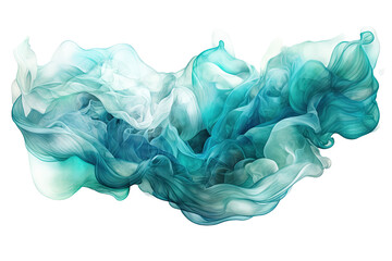 Wall Mural - an ethereal blend of teal and turquoise abstract blooming shape, isolated on a transparent background, generative ai