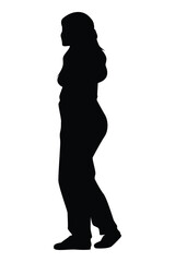 Wall Mural - Woman silhouette vector on white background ,people in black and white, illustration for creative content.