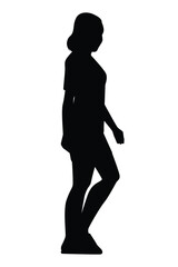 Wall Mural - Woman silhouette vector on white background ,people in black and white, illustration for creative content.