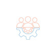 © Nuryadin - Line leadership icon in a flat style. Team and gear symbol, vector illustration.