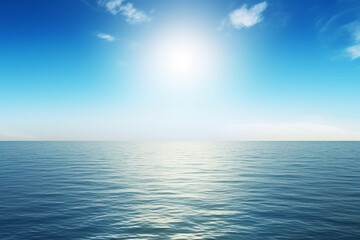 Wall Mural - seascape and sun on blue sky background
