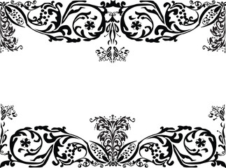 Sticker - black decorated horizontal frame shape ornament