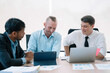 © NINENII - Group of diverse business people discussing a project in a meeting for analysis graph company financial.