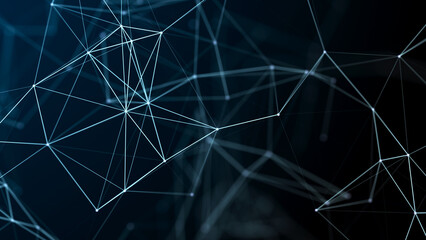 Leinwandbilder - Abstract polygonal space with dots and lines. Connection science background. Triangular business wallpaper. 3d rendering