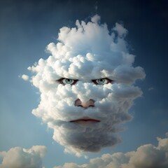 cloud funny face in the sky, ai generated