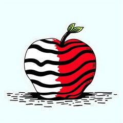 Wall Mural - Black and red simple abstract apple illustration, ai generated