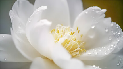 Wall Mural - Elegant pastel white colour peony flower, close up, macro background, AI generated