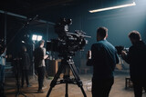 Fototapeta  - unrecognizable Production team shooting some video movie for tv commercial with studio equipment set