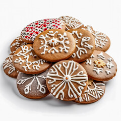 Wall Mural - Delicious Lebkuchen, ginger bread isolated on white background, generative AI

