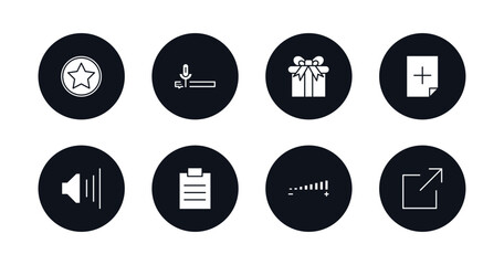 Poster - symbol for mobile filled icons set. filled icons such as favorites button, voice message, giftbox, new file, high volume, padnote, volume, export vector.