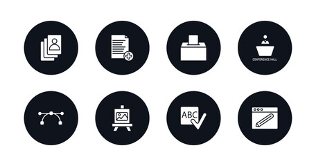 Poster - symbol for mobile filled icons set. filled icons such as accounts, add new document, elections, conference hall, anchor point, artboard, spellcheck, gross pencil vector.