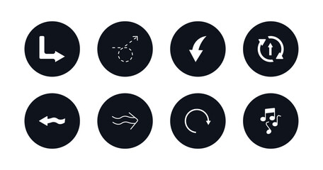 Poster - symbol for mobile filled icons set. filled icons such as down right arrow, curly dotted arrow, curve
