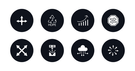 Poster - symbol for mobile filled icons set. filled icons such as crossroad, hdpe 2, arrow heading up, two left arrows, expand button, bending, cloud with connection, expand arrows vector.