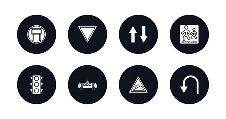 Canvas Print - symbol for mobile filled icons set. filled icons such as tall, yield, way road, school ahead, traffic lights, tram, steep descent, u turn vector.