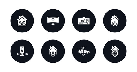 Poster - symbol for mobile filled icons set. filled icons such as household, smart television, thermostat, power, voice control, security system, autonomous car, cool vector.