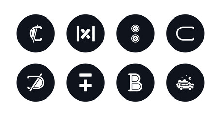 symbol for mobile filled icons set. filled icons such as is not a sub, absolute, reason, is a sub of, is not a sub, less plus, b letter, carwash vector.