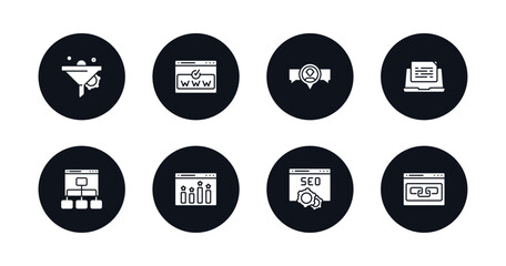 Poster - symbol for mobile filled icons set. filled icons such as funnel, domain registration, viral marketing, blogging, sitemap, ranking, seo and web, link vector.