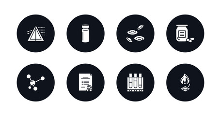 Poster - symbol for mobile filled icons set. filled icons such as dispersion, vial, cells, medicines, molecule, bond, tubes, burner vector.