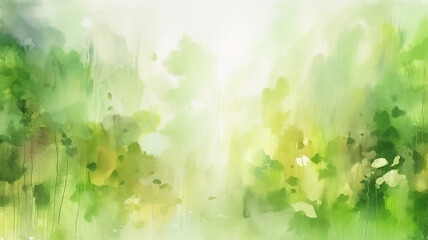 green watercolor foliage abstract background. generative ai. spring eco nature