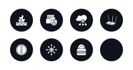 Poster - symbol for mobile filled icons set. filled icons such as firewall, folder security, computing cloud, email security, modem, access denied, https, locked vector.