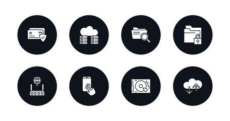 Poster - symbol for mobile filled icons set. filled icons such as credit card security, cloud server, data search, data locked, internet connection, authentication, hard disc, cloud vector.