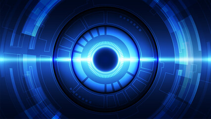 Poster - Abstract blue circle technology background. Vector illustration for your graphic design.