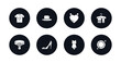 © IconArt - symbol for mobile filled icons set. filled icons such as t shirt with heart, round hat, heart pendant, ties on hanger, collar, high heel shoes, swimwear, diamond precious stone vector.