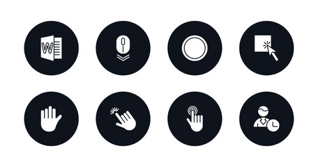 Poster - symbol for mobile filled icons set. filled icons such as word, scroll, circle, select, hold, pointer, clicker, busy vector.